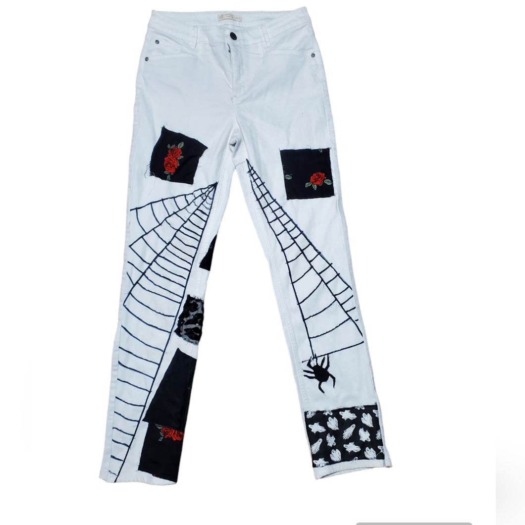 White Patchwork Jeans